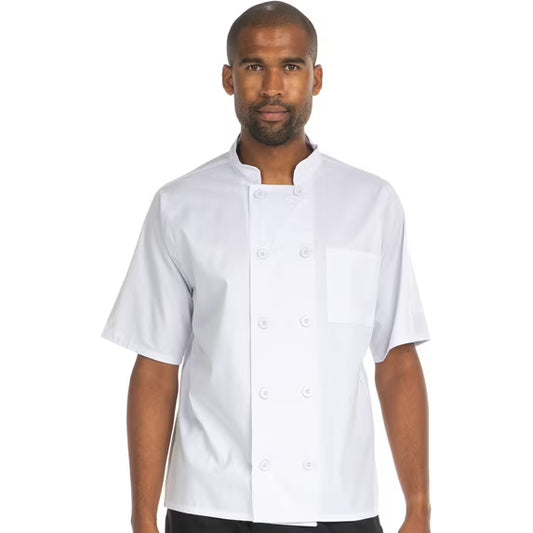 Hey Chef White 2X 10 Button Short Sleeve Mesh Coat