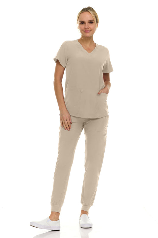 Renee - Hey Medical V-Neck Knit Jogger Set
