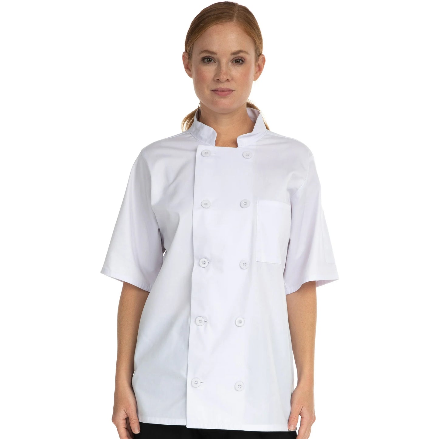 Hey Chef White 2X 10 Button Short Sleeve Mesh Coat