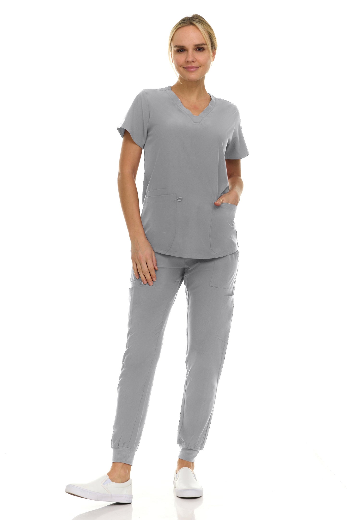 Renee - Hey Medical V-Neck Knit Jogger Set