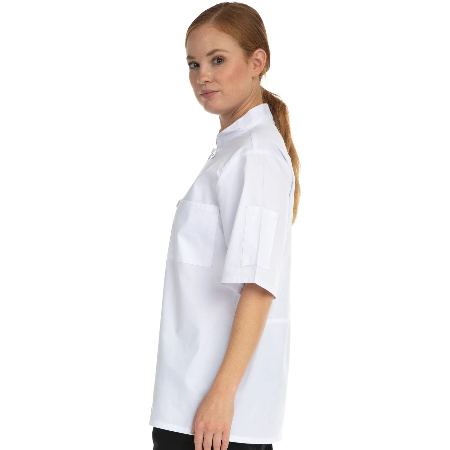 Hey Chef White 2X 10 Button Short Sleeve Mesh Coat