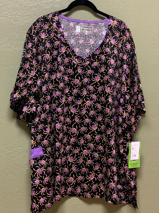 5XL Spider Halloween Print, White Swan Bio Scrub Top